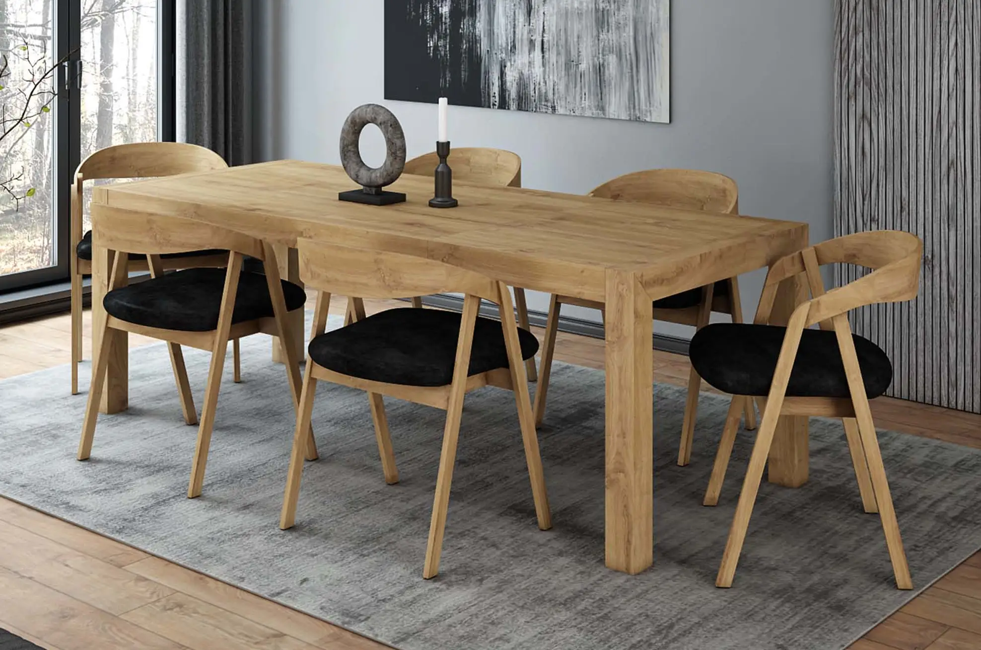 Stół loftowy ST-22 drewno dębowe dąb naturalny wersja złożona 160x90 cm styl industrialny