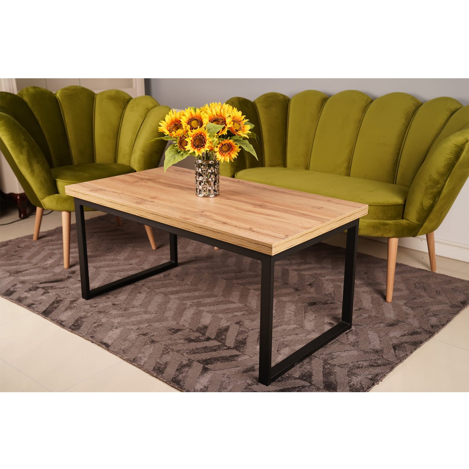 Ława Ł-17 – prostokątna ława o wysokości 52 cm z blatem laminowanym dąb wotan - zdjecie 2